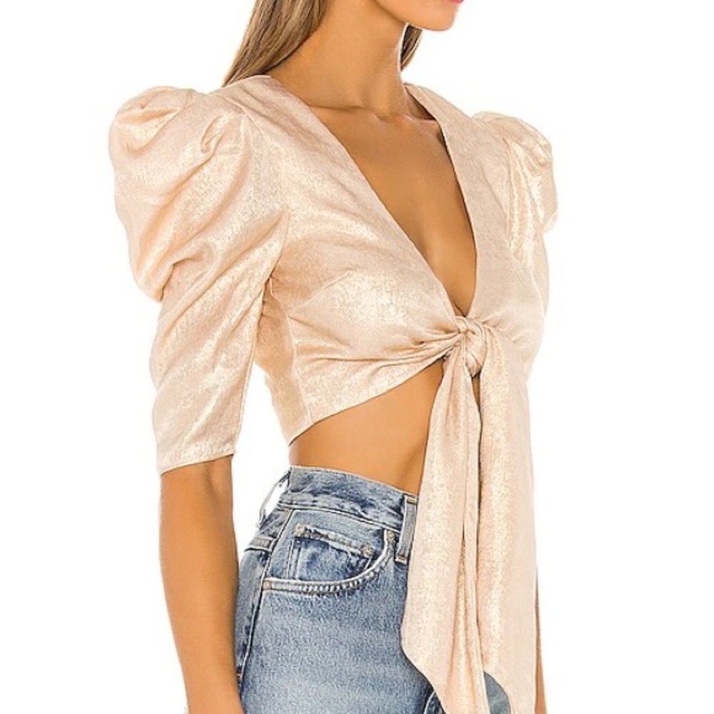 LOVERS + FRIENDS NWT Sloane Gold Tie-Front Top size xxs